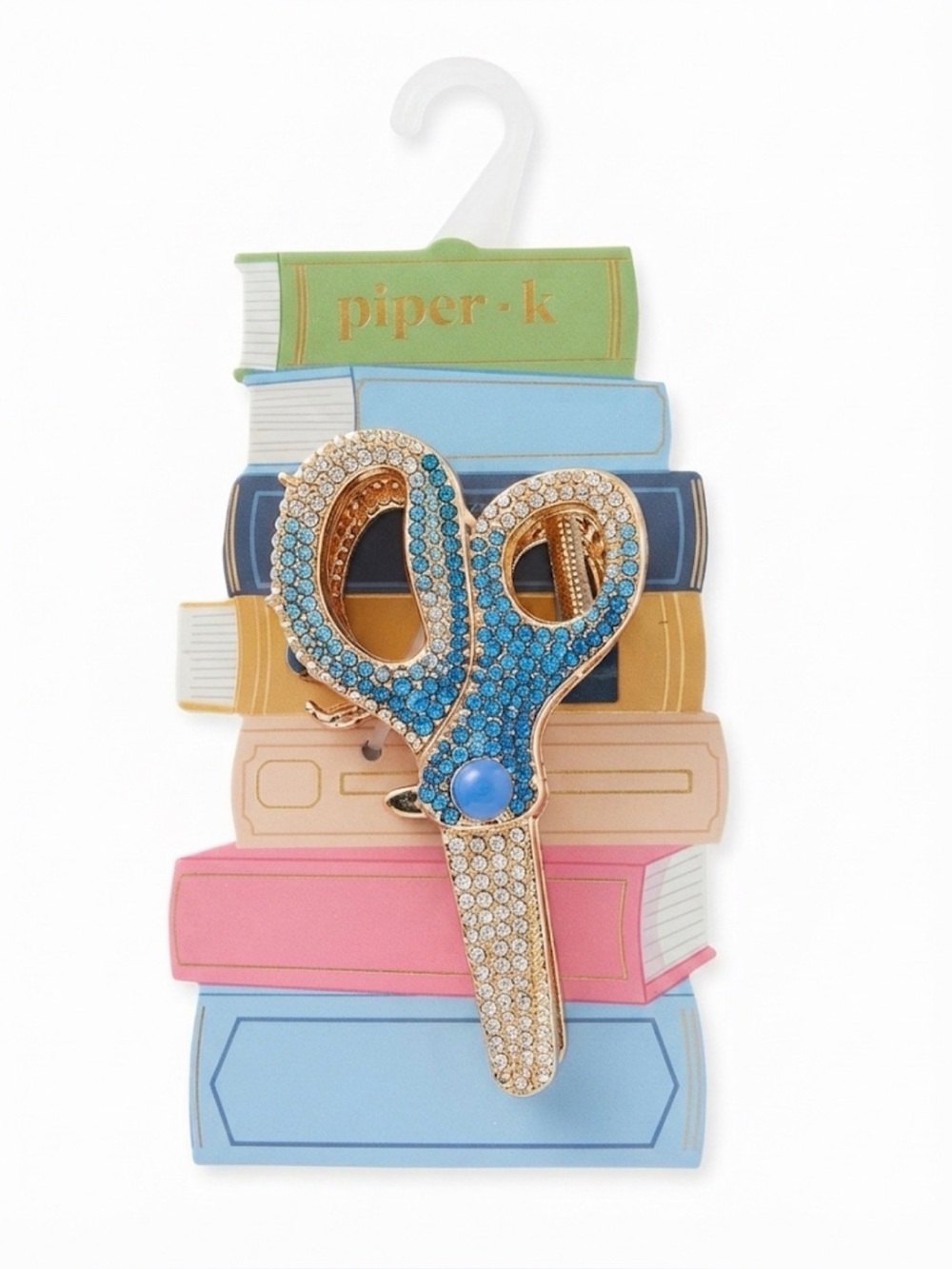 NWT ⚜️🩵⚜️ Piper K Back to School Rhinestone Scissors Metal Hair Claw Clip